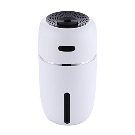 Mini USB Humidifier with 7 Colors LED, Portable Cool Mist Small Humidifier for Home Baby Travel Office Car and Kids Bedroom with Quiet Operation, Auto Shut-Off, Adjustable Mist Modes, 200ml (White)