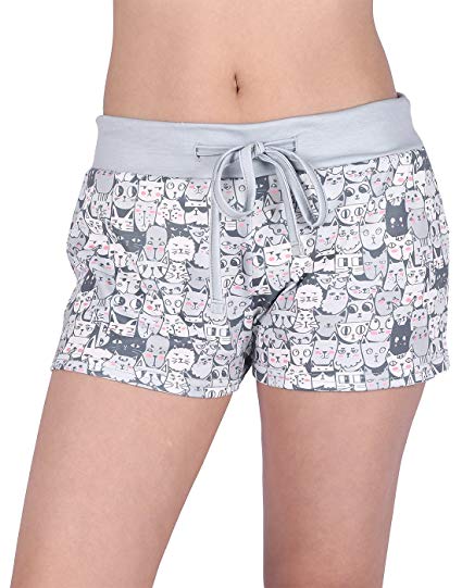 HDE Womens Juniors Pajama Shorts Sleep Wide Waistband Design Print Yoga Bottoms