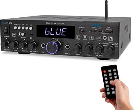 Wireless Bluetooth Home Stereo Amplifier - Multi-Channel 200W Power Amplifier Home Audio Receiver System w/Optical/Phono/Coaxial, FM Radio, USB/SD,AUX,RCA, Mic in - Antenna, Remote - Pyle PDA4BU.5