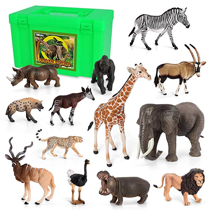 Volnau Animal Figurines Toys Africa Animals Figures for Kids Christmas Birthday Gift Zoo Pack Preschool Educational and Lion Jungle Forest King Animals Sets