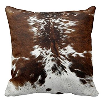 HLPPC Decorative Tri Color Print Brown Cowhide Polyester Throw Pillow Covers 18 x 18 Inches