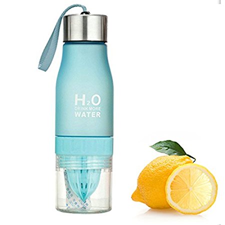 H2o, Portable Fruit Infuser Water Bottle, Features Lemon Squeezer Tumbler Cup w/ Citrus Juicer for Healthy Drinks - Large 650 ML - BPA Free - Flavor Your Water with Real Fruit!