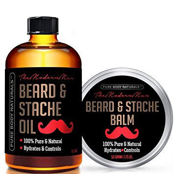 Beard Oil & Beard Balm Gift Set - 100% Natural
