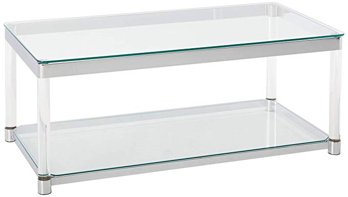 Coaster 720748-CO Glass Top Coffee Table, Chrome