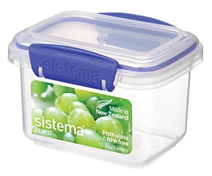 Sistema KLIP IT Food Storage Container, 400 ml - Clear with Blue Clips