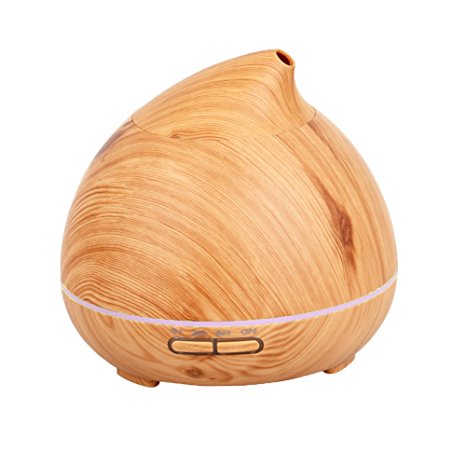 Ewolee Aroma Diffuser,300ML Wood Grain Oil Diffuser for Aromatherapy in Room, 15-Color Cool Mist Humidifier with USB Charge