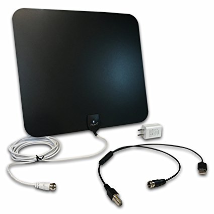 Styles II Super Thin Indoor HD TV Antenna - 50 Mile Range with Detachable Amplifier Signal Booster and 10ft High-Performance Coax Cable - Upgraded Version Better Reception