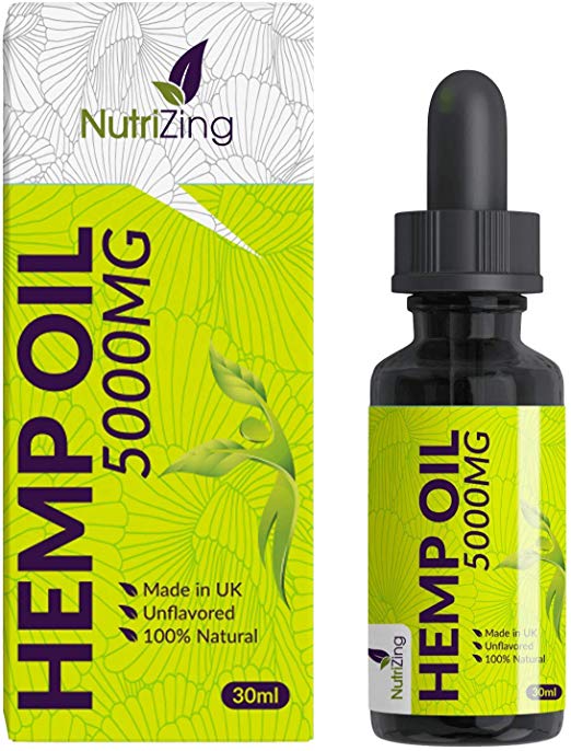 High Strength Hemp Oil Drops - 100% Pure & Natural - Vegan Source of Omega 3 - Made from Certified EU Hemp by NutriZing - for Your Mind & Body