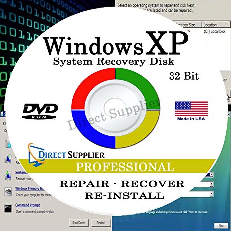 WINDOWS XP - 32 Bit DVD, Supports PROFESSIONAL edition. Recover, Repair, Restore or Re-install Windows to Factory Fresh!