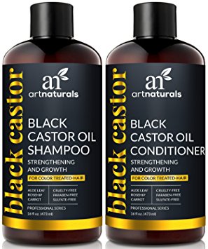 ArtNaturals Black Castor-Oil Shampoo and Conditioner – (2 x 16 Fl Oz / 473ml) – Strengthen, Grow and Restore – Jamaican Castor – For Color Treated Hair