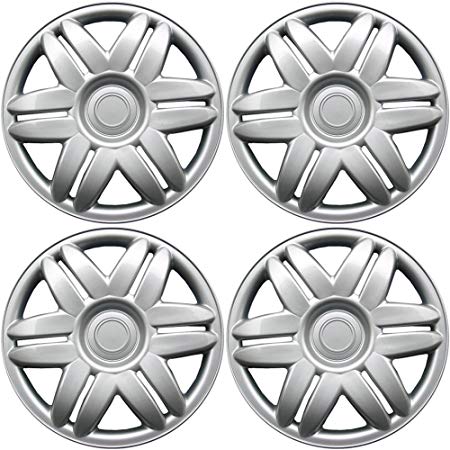 15 inch Hubcaps Best for 1988-2001 Toyota Camry - (Set of 4) Wheel Covers 15in Hub Caps Silver Rim Cover - Car Accessories for 15 inch Wheels - Snap On Hubcap, Auto Tire Replacement Exterior Cap