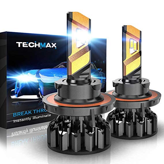 TECHMAX H13 LED Headlight Bulbs,360 Degree Adjustable Beam Angle Cree Chips 12000Lm 6500K Xenon White Extremely Bright 9008 Conversion Kit of 2