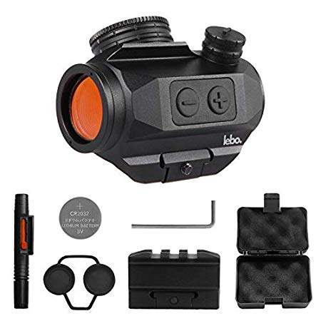 LEB Optics Micro Red Dot Reflex Sight -2 MOA Red Dot Magnifier Sight - Auto Shutoff - Standard Picatinny Rail Ready to Equip - Riser for Co-Witness Reflex Sight - Red Dot Riser