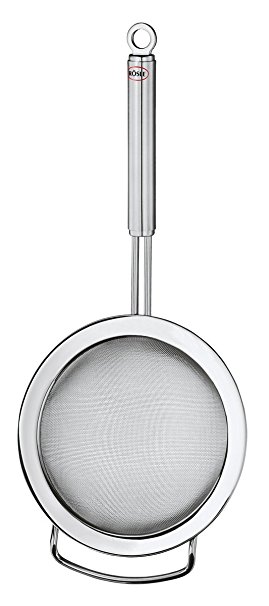 Rösle Stainless Steel Kitchen Strainer, Round Handle, Fine Mesh, 9.5-inch