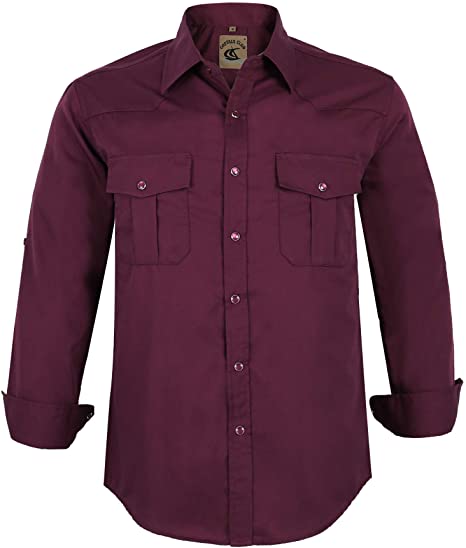 Coevals Club Men's Western Pearl Snap Button Long Sleeve Work Casual Plaid Shirt