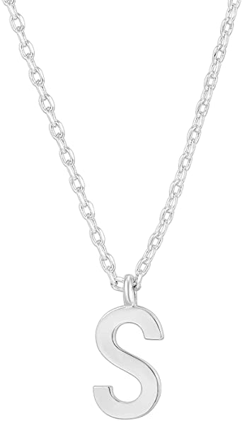 PAVOI 14K White Gold Plated Initial Necklace | Letter Necklaces for Women