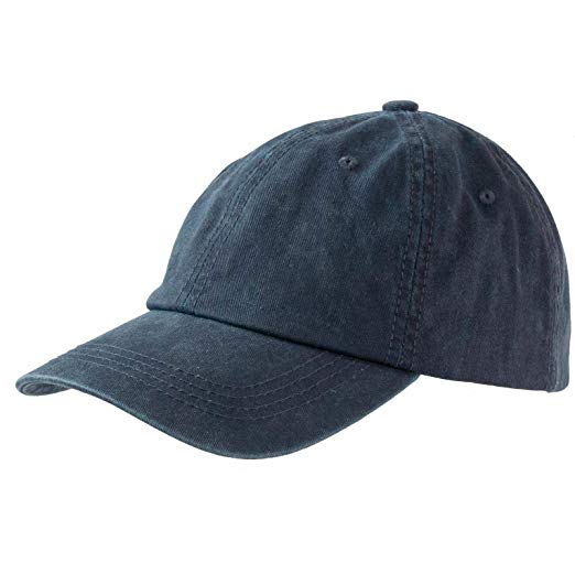 Levine Hat Unisex Stone Washed Cotton Baseball Cap Adjustable Size (7  Colors)