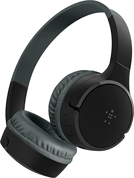 Belkin SoundForm Mini Kids Wireless Headphones with Carrying Case, Built in Microphone, On Ear Headsets Girls and Boys for School, Compatible with iPhones, iPads, Galaxy and More - Black