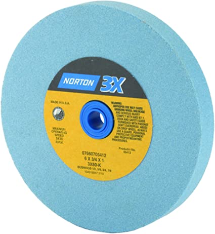 Norton Saint Gobain Abrasives 7660705412 6in. x 3/4in. x 1in. 80 Grit 3X Grinding Wheel