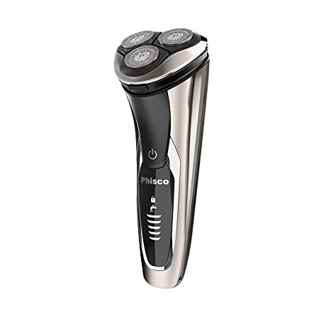 Phisco Electric Shaver Wet & Dry Mens Rotary Shaver IPX7 Waterproof Quick Rechargeable Electric Razor with Pop-up Trimmer Razor for men