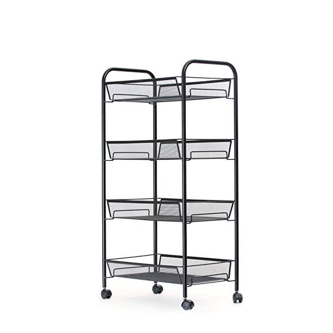 Mind Reader Metal 4 Tier all-Purpose Utility Cart, Black