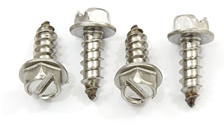 License Plate Screws, Choose Type, For Domestic Cars, License Plates, Frames, and Covers. (Marine Grade Stainless Steel (4 pc))