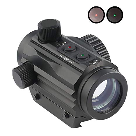 Twod 1x22mm Red Dot Sight Dual Color Illuminated Compact Micro Red/Green Reticle with Circle Dot 5 MOA Fits 21mm Picatinny Rail Mount
