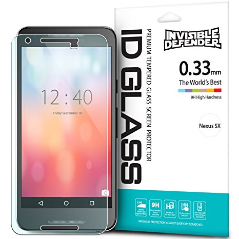 Nexus 5X Screen Protector - Invisible Defender Glass [TEMPERED GLASS] The Ultimate Clear Shield for High Definition Quality, Strong Clear Protection, Anti-Scratch Technology for Google Nexus 5X 2015 (NOT for Nexus 5 2013)