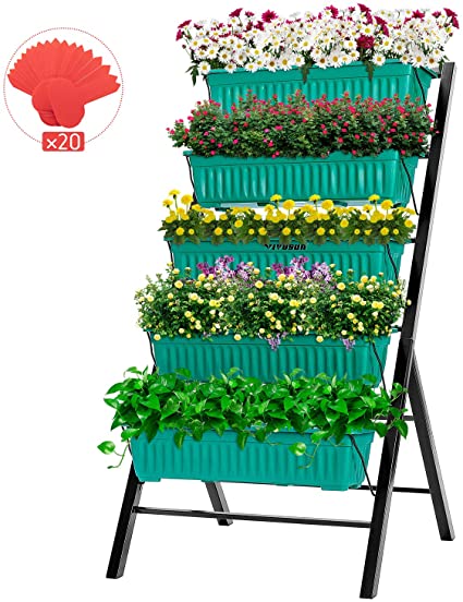 VIVOSUN 4FT Vertical Raised Garden Bed 5 Tier Planter Box Perfect to Grow Flower, Vegetables, Herbs, for Outdoor and Indoor Gardening