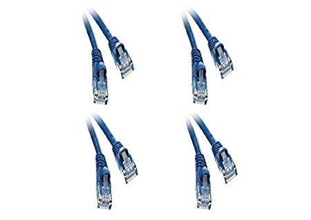 C&E 4 Pack, Cat5e Blue Ethernet Patch Cable, Snagless Molded Boot, 25 Feet, CNE541730