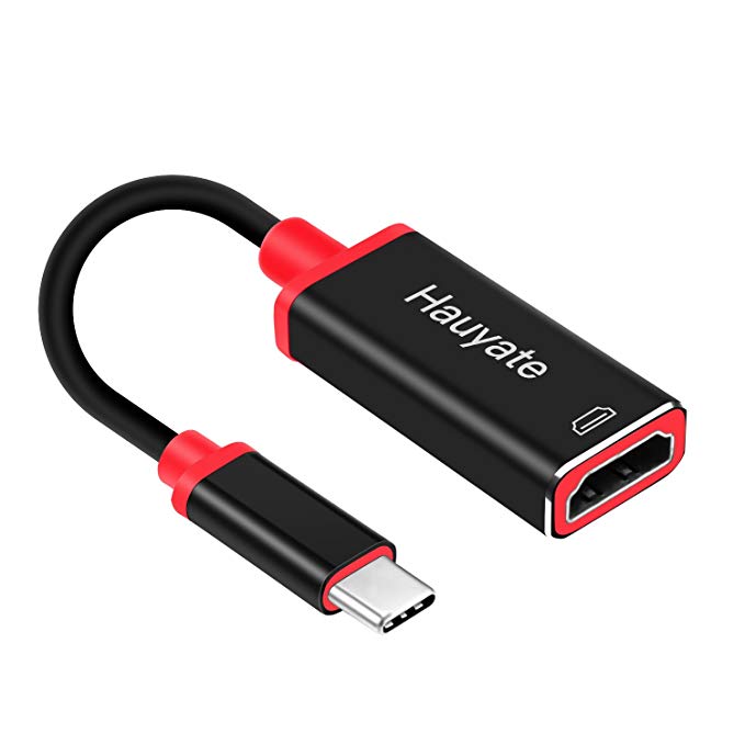 USB C to HDMI Adapter Hauyate 4K Type C to HDMI Digital AV Adapter Thunderbolt 3 Compatible for MacBook Chromebook Pixel Projector Samsung Galaxy S8 S9 Lenovo Yoga 900 (HDMI Red)