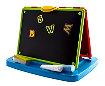 deAO Children’s Portable Tabletop Easel Quick Flip 2in1 Double Sided Boards - Blackboard and Magnetic Whiteboard Set Includes Chalk and Magnets