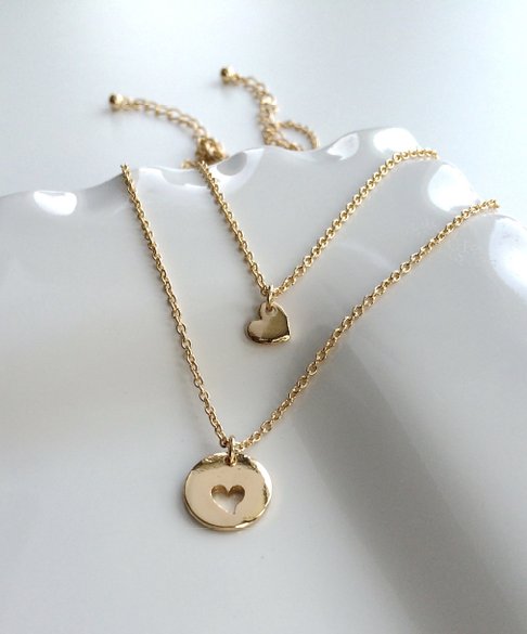 Best Friend / Mother Daughter Heart Necklace Set of 2