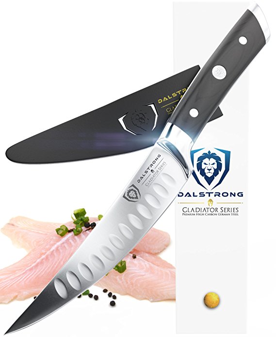 DALSTRONG Gladiator Series Filet & Boning Knife- 6"- German HC Steel - Curved Blade - With Sheath