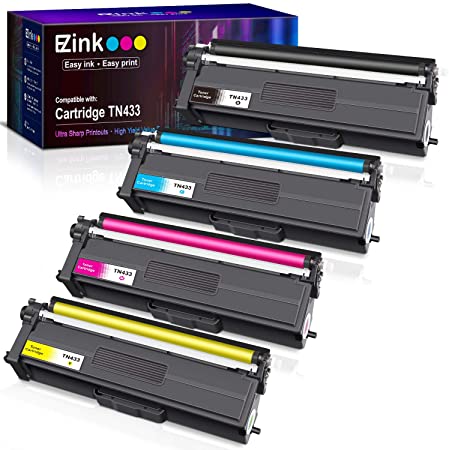 E-Z Ink (TM) Compatible Toner Cartridge Replacement for Brother TN-433 TN433 TN433bk TN431 to use with HL-L8260CDW HL-L8360CDW MFC-L8900CDW MFC-L8610CDW (1 Black, 1 Cyan, 1 Magenta, 1 Yellow, 4 Pack)