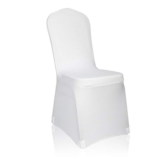 EMART Set of 50pcs White Color Polyester Spandex Banquet Wedding Party Chair Covers