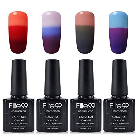 Elite99 Soak Off UV LED Temperature Color Changing Gel Nail Polish Set 10ML Manicure Nail Art Decoration 4pcs (006)