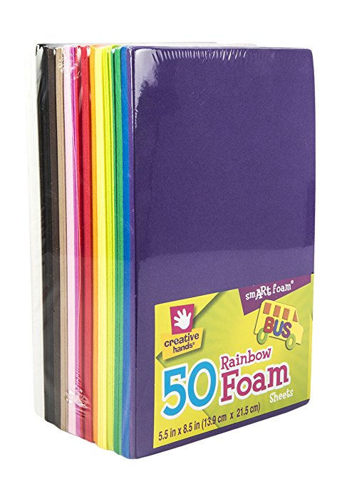 Foam-Sheets 5-1/2-Inch-by-8-1/2-Inch, 50-Pack, Rainbow Colors