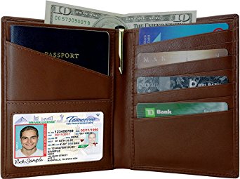 AurDo RFID Blocking Real Leather Passport Holder Cover Case & Travel Wallet for Men & Women
