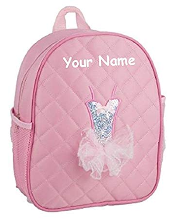 Personalized Quilted Pink Tutu Themed Backpack Dance Bag - 12 Inches