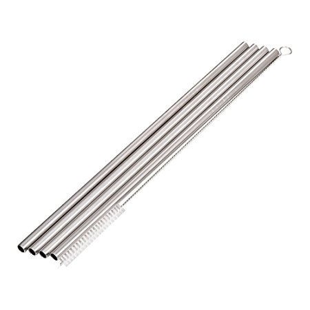 Stainless Steel Straws Set of 4 with Cleaning Brush