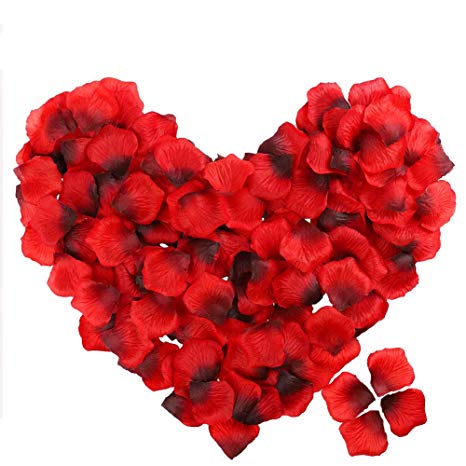 POAO 2500 PCS Durabel Artificial Flowers Romantic Silk Rose Petals Lightweight Table Confetti Flowers Wedding Party Decorations (Red)