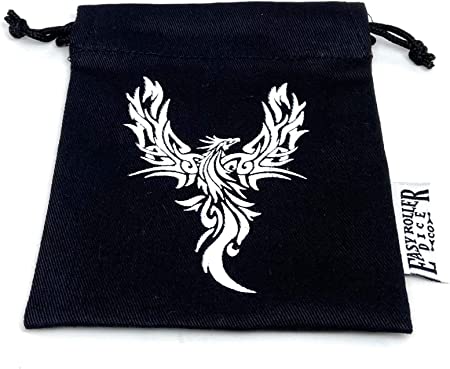 Small Twill Dice Bag - Holds Up to 40 Polyhedral Dice and Closes Tightly with Drawstring (Phoenix)