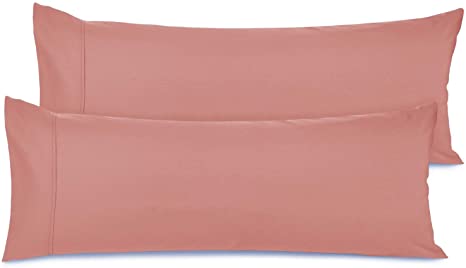 Nestl Bedding Body Pillow Case Set of 2 - Double Brushed Microfiber Hypoallergenic Pillow Covers - 1800 Series Premium Bed Pillow Cases, 20"x54" - Misty Rose