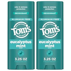 Tom’s of Maine Eucalyptus Mint Natural Deodorant for Men and Women, Aluminum Free, 3.25 oz, 2-Pack