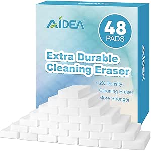 AIDEA Magic Sponges Cleaning Eraser, 48 Pads Multipurpose Sponge for Household, Powerful Scrubber Foam Pads for Multi-Surface Cleaning: Furniture, Bathroom, Sink, Floor, Baseboard, Wall