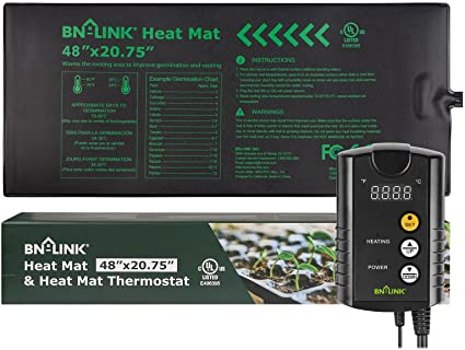 BN-LINK Durable Seedling Heat Mat Heating Pad 48" x 20.75" with Digital Thermostat Controller Combo Set Waterproof for Indoor Seed Starting and Plant Germination