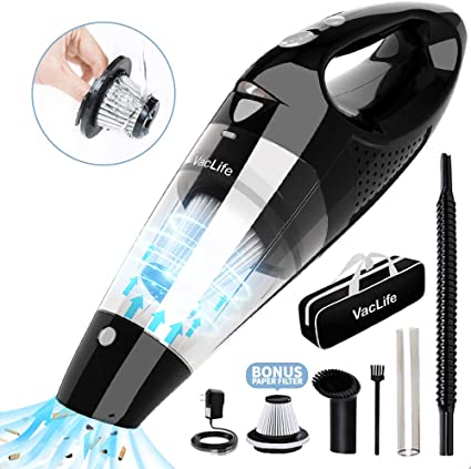 VacLife Handheld Vacuum Cordless, Hand Vacuum Cordless with High Power, Portable Vacuum Cleaner Powered by Li-ion Battery Rechargeable Quick Charge Tech, for Home and Car Cleaning, Black & Sliver