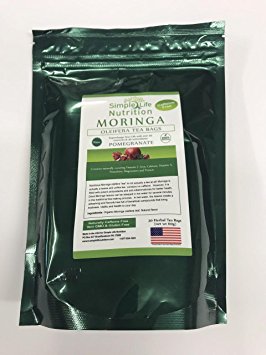 Simple Life Nutrition Organic Moringa Oleifera Tea - Pomegranate Flavor, 30ct - Packed with Antioxidants/Vitamins/Minerals