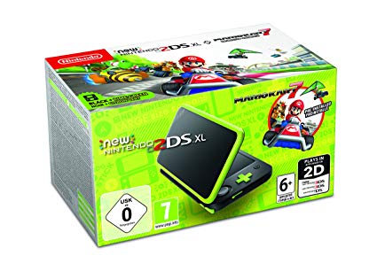 Nintendo Handheld Console - New Nintendo 2DS XL - Black and Lime Green - Pre-installed with Mario Kart 7 (Nintendo 3DS)